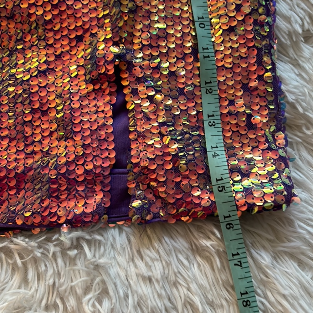 Akira sz S purple sequin iridescent lilac opal side slit zipper back min… - Picture 8 of 11
